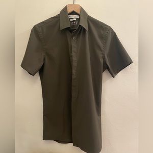 Olive Green Short Sleeve Button Down - Zara